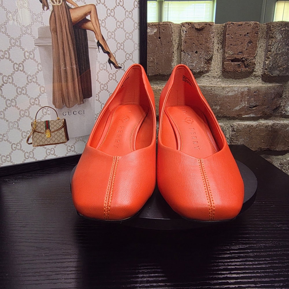 Katy Perry Collections Bright Orange Sculptural Heel Pumps - Picture 3 of 7
